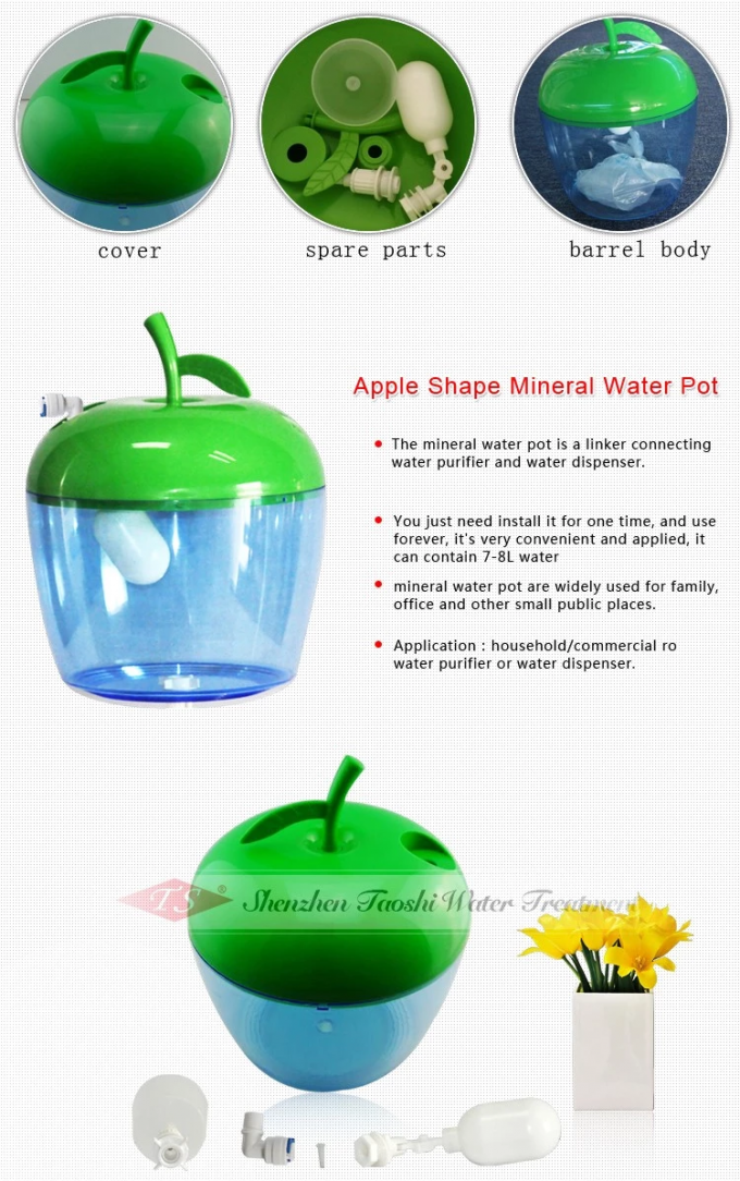 Apple-Pot van het Vorm de Duidelijke Plastic Mineraalwater voor Drinkwaterautomaat